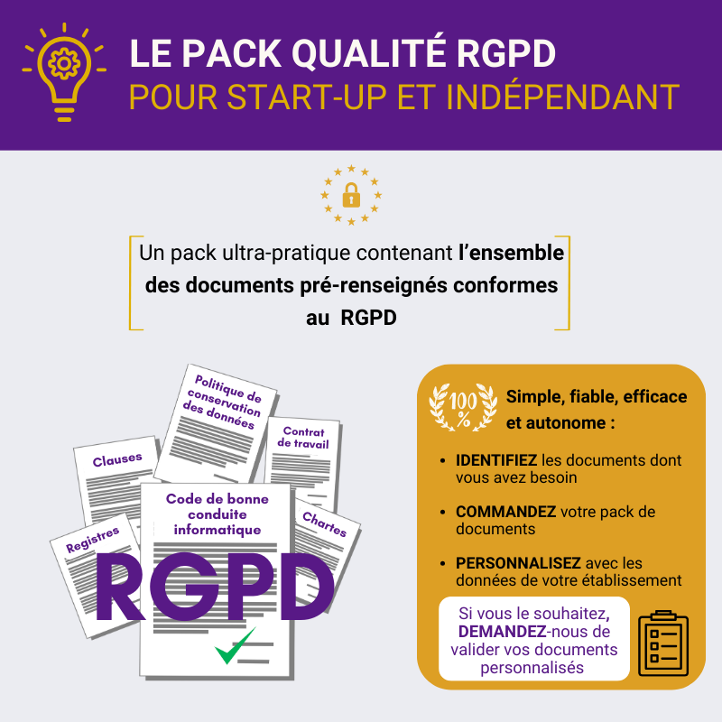 Pack Qualité RGPD pour Start-up / Indépendant / Entreprise innovante