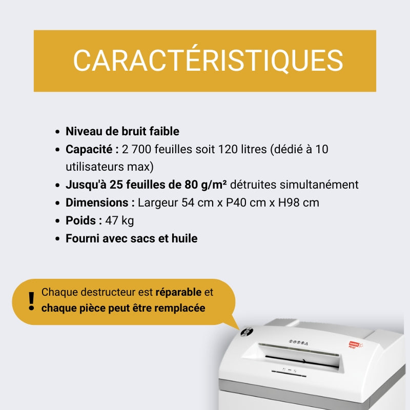 Destructeur de documents intimus 120 CP4 coupe croisée